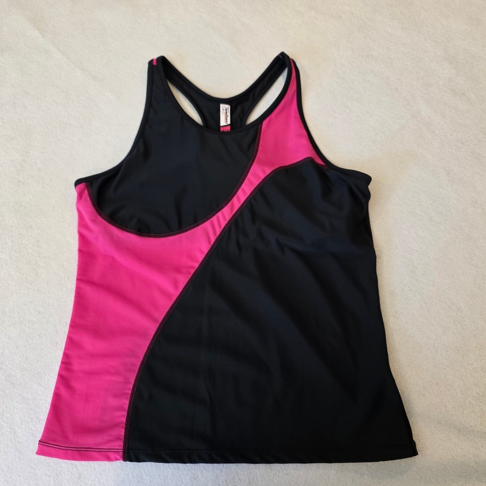 Skirt Sports Womens XL Athletic Tank Top Black Pink Colorblock Racerback Running